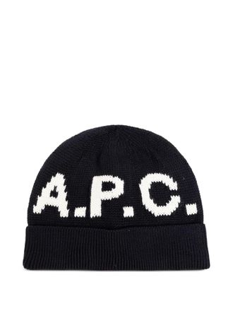 A.P.C. lettering knitted beanie - Black