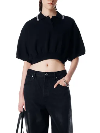 Alexander Wang Cropped Polo Shirt with Cinched Hem