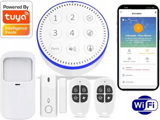 OEM Alarma Inal&aacute;mbrica Compacta Rtx Con Sensores Pir, Interruptor De L&aacute;minas, Controles Remotos Wifi Tuya