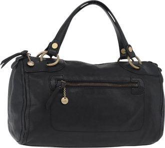 Celine Vintage Leather Black Leather Handbag (Pre-Owned)