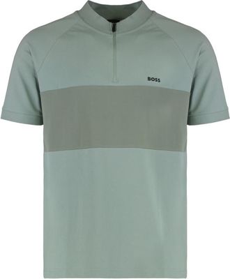 HUGO BOSS Green Half Zip Logo Polo