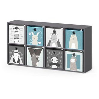 Vicco Estanter&iacute;a Infantil Scutum, Gris, 143 X 72 Cm Con 8 Cajas Plegables