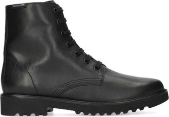 Mephisto Zwarte leren enkellaars voor dames - Dames - Veterlaarzen - Zwart - 36 EU - Leer - Schoenen