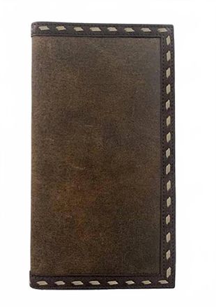 Roper Mens Stitched Edge Leather Rodeo Wallet In Brown/tan