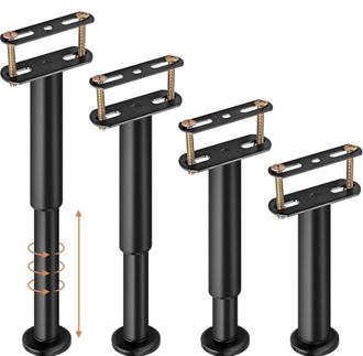 OEM 4 Patas Ajustables Para Muebles De 18-32 Cm Para Cama, Soportan Hasta 227 Kg (500 Lb), Patas De Acero, No Requieren Perforaci&oacute;n, Incluye Herramienta D