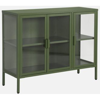 Sweeek Credenza industriale in metallo e vetro temperato 3 ante, 100cm