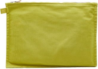 Herm&egrave;s Green Cotton Pouch (Pre-Owned)