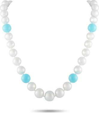 Luxury Bazaar 18K Yellow Gold Pearl and Turquoise Necklace MF14-080726
