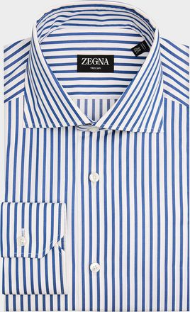 Ermenegildo Zegna Mens Trecapi Cotton Bengal Stripe Dress Shirt