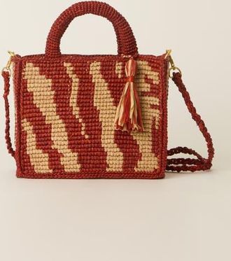 BTB Los Angeles Sahara Box Woven Tote in Natural/rust at Nordstrom