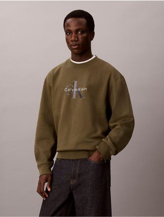 Calvin Klein Jeans Calvin Klein Mens Monologo Fleece Sweatshirt - Green - 2XL