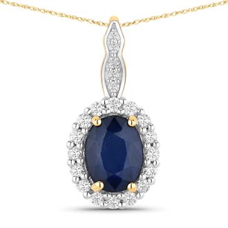 Diana M. Jewels Blue Sapphire Oval 8x6mm - 1Pc + White Diamond F/C Round 1.50mm( I1-I2/I color ) - 16Pcs + White Diamond F/C Round 1.20mm( I1-I2/I color ) - 3Pcs + Wh