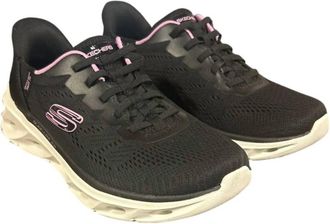 Skechers Womens Mesh Hands Free Swift Fit Shoes In Black And Pink