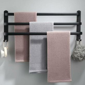 OEM Toallero De Pared - 3 Niveles - Con Ganchos - 50 Cm - Impermeable - Negro - Para Ba&ntilde;o, Cocina -crezuo