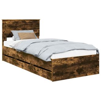 vidaXL Estructura De Cama Roble Ahumado 90 X 200 Cm Madera Ingenieril Vidaxl