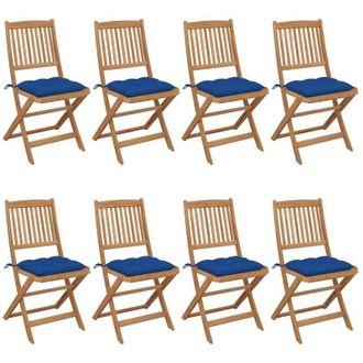 vidaXL Sillas De Jard&iacute;n Plegables 8 Pc Con Almohadillas Masivas De Acacia - 248979