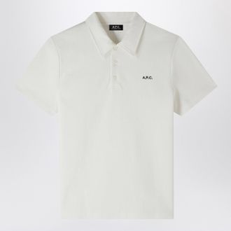 A.P.C. White Short Sleeved Polo Shirt With Logo Embroidery