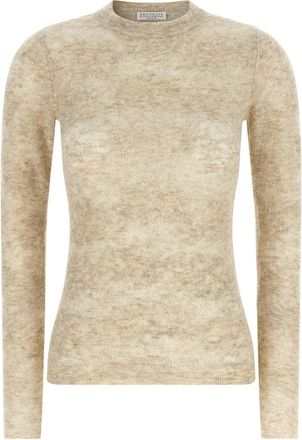 Brunello Cucinelli Beige Knitted Round Neck Sweater