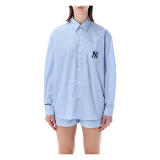 Sporty & Rich Shirts, female, Blue, Size: M Heritage Yankees Oversized Shirt