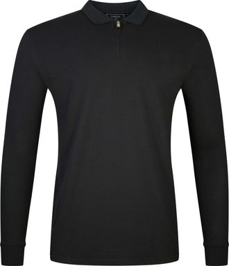 Siksilk Langarm-Poloshirt SIKSILK Siksilk Langarmpolo Longlseeved Zip, Herren, Gr. XXL, schwarz, Obermaterial: 95% Baumwolle CO. 5% Polyester PES., Shirts Lan
