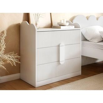 Flair Calista Ribbed Chest of 3 Drawers in White