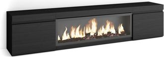 Skraut Home Mobile tv Soggiorno, Ampio spazio a disposizione, 210, Per tv fino a 80, Camino elettrico xxl, Stile moderno, Nero - Skraut Home