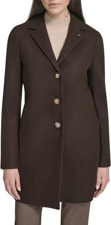 Calvin Klein Classic Notch Lapel Coat in Chocolate at Nordstrom Rack, Size X-Small