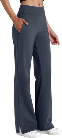 Generic Gym Yoga Trousers with Pockets Yoga Pants Women Fashion High Waist Wide Leg Sweatpants Baggy Plain Sports Lounge Trousers with Pockets Pants for Sprin