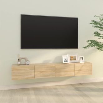 vidaXL Vidaxl - Muebles Tv De Pared 2 Uds Madera Ingenier&iacute;a Roble 100x30x30 Cm
