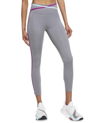 Nike Dri-Fit One Mid-Rise 7/8 Taped Leggings In Smoke Gray
