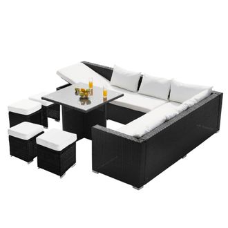 Concept Usine Sal&oacute;n empotrados de jard&iacute;n de 10 plazas de resina tejida negra