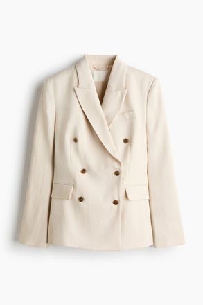 H&M Double-breasted Blazer in Light Beige at Nordstrom, Size Xx-Large
