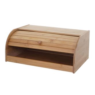 Hhg Nunca Usado] Panera Hhg 727, Caja De Pan Contenedor De Pan Cesta De Pan Almacenamiento De Pan, Tapa De Rollo De Bamb&uacute;, 17x40x28cm, Sin Caj&oacute;n