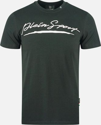 Philipp Plein Mens Plein Sport Brand Signature Logo Black T Shirt - Size: 40