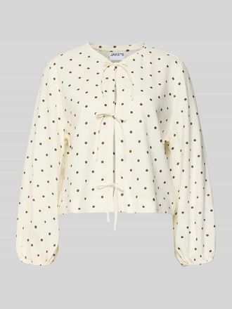 Jake*s Casual Regular Fit Bluse mit Zierschleifen in Beige, Gr&ouml;&szlig;e 34