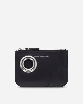 Comme Des Gar&ccedil;ons Silver Eyelet Zip Pouch Black