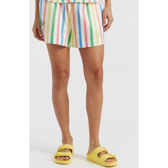 Chinti and Parker Linen-Cotton Snoopy Stripe Shorts in Cream at Nordstrom, Size X-Small