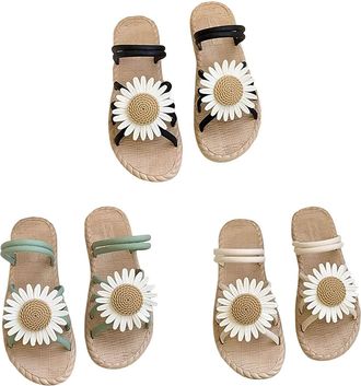 Generic Ladies Slip On Sandals Wide Fit Lightweight Beach Sandals Open Toe Stylish Versatile Classic Non-Slip Comfortable Casual Flat Shoes Summer Beach