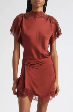 A.L.C. Luna Satin Top in Sandalwood/sandalwood at Nordstrom, Size 14