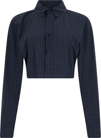 Gucci Cropped katoenen poplin shirt - Dames - Overhemden - Blauw - 2XS - Katoen - Overhemden