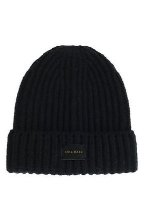 Cole Haan Chunky Cuff Beanie in Caviar at Nordstrom Rack