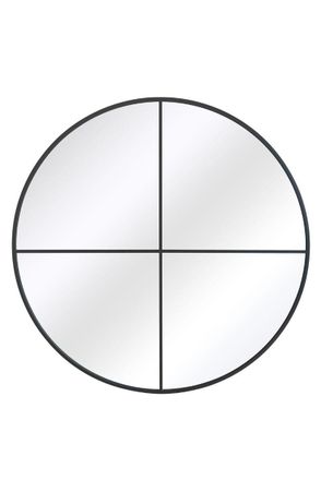 MirrorOutlet Black Large Circular Window Metal Garden Wall Mirror (200x200cm) | Size: 1 Pack