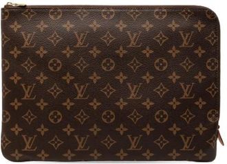Louis Vuitton Tweedehands Canvas Louis Vuitton tassen - Dames - Vintage Clutch - Bruin - ONE Size - Vintage