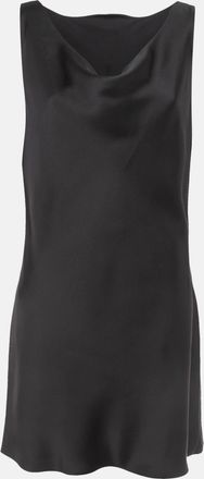 Norma Kamali Black Satin Cowl Neck Mini Dress