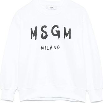 Msgm Crewneck Sweatshirt - male - MSGM - Kids Sweatshirts - White - 12 Y - Kids