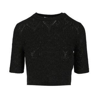 P.A.R.O.S.H. Crop Jumper - female - P.A.R.O.S.H. - Round-neck Knitwear - Black - XS - Knitwear