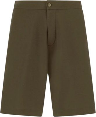 Herno Korte Broeken, Heren, Groen, S, Katoen, Shorts in Jersey Knit Effect