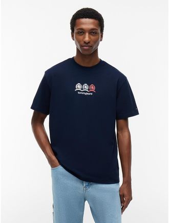 Tommy Hilfiger Mens Tommy Jeans Multi-Crest Logo T-Shirt - Navy - XL