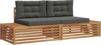 vidaXL 2 Uds. Conjunto De Sof&aacute;s De Exterior Natural Y Antracita Vidaxl