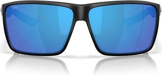 Costa Rincon II 64mm Sunglasses in Matte Black /Blue Mirror 580G at Nordstrom